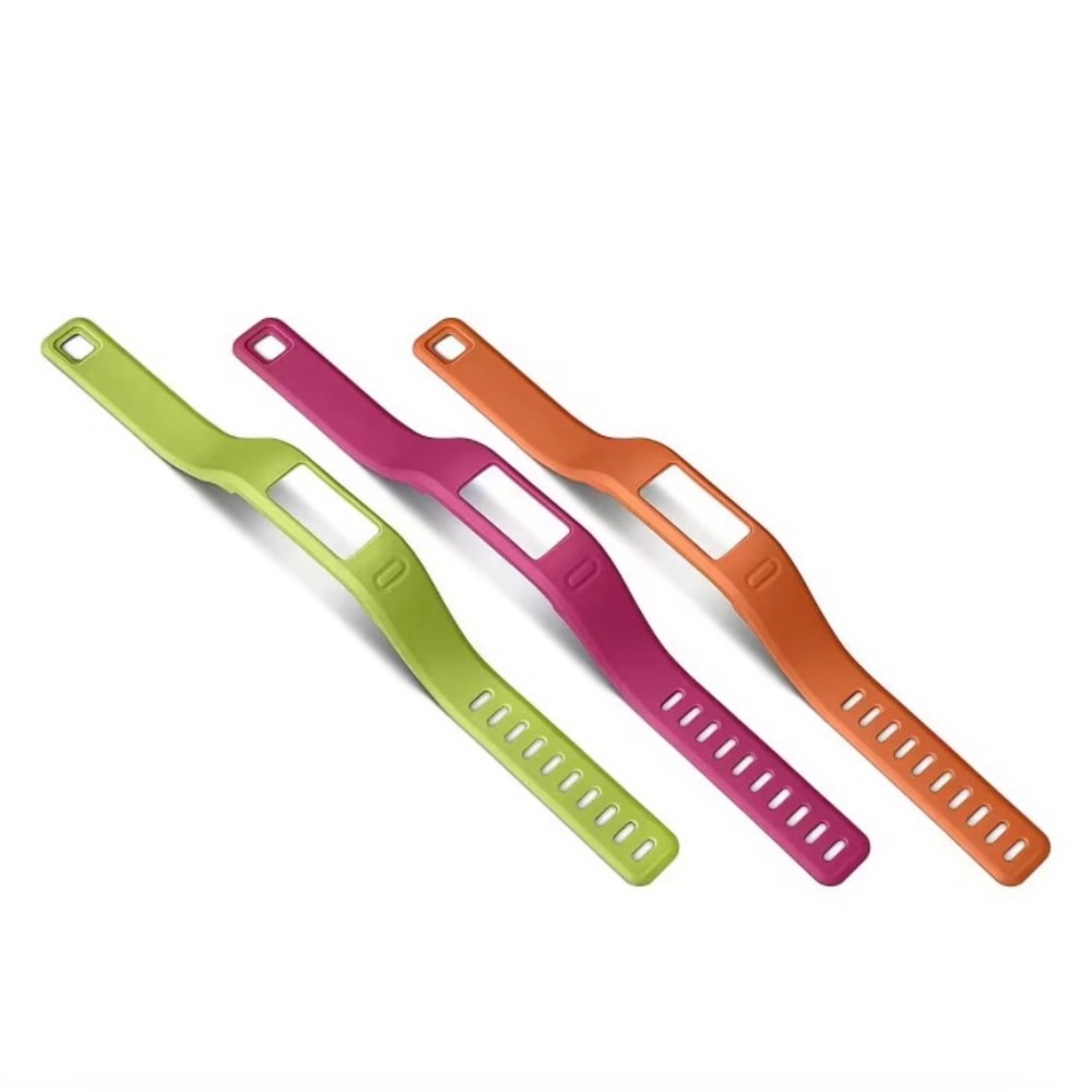 GARMIN Vivofit Replacement bands 3 Pack Orange Pink & Green- Small NWOB